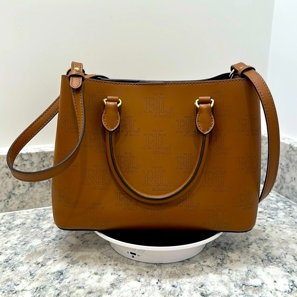 Ralph Lauren Perforated LRL Monogram Top Handled W Removable Long Shoulder Strap - Picture 12 of 14